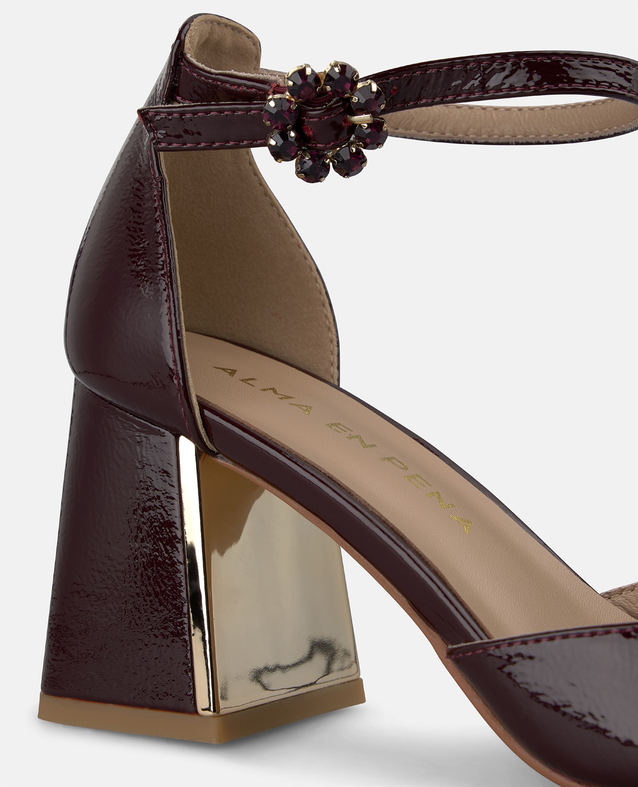 Zapatos de salón de mujer en charol con pulsera al tobillo - Alma en Pena - Burdeos Burdeos-4