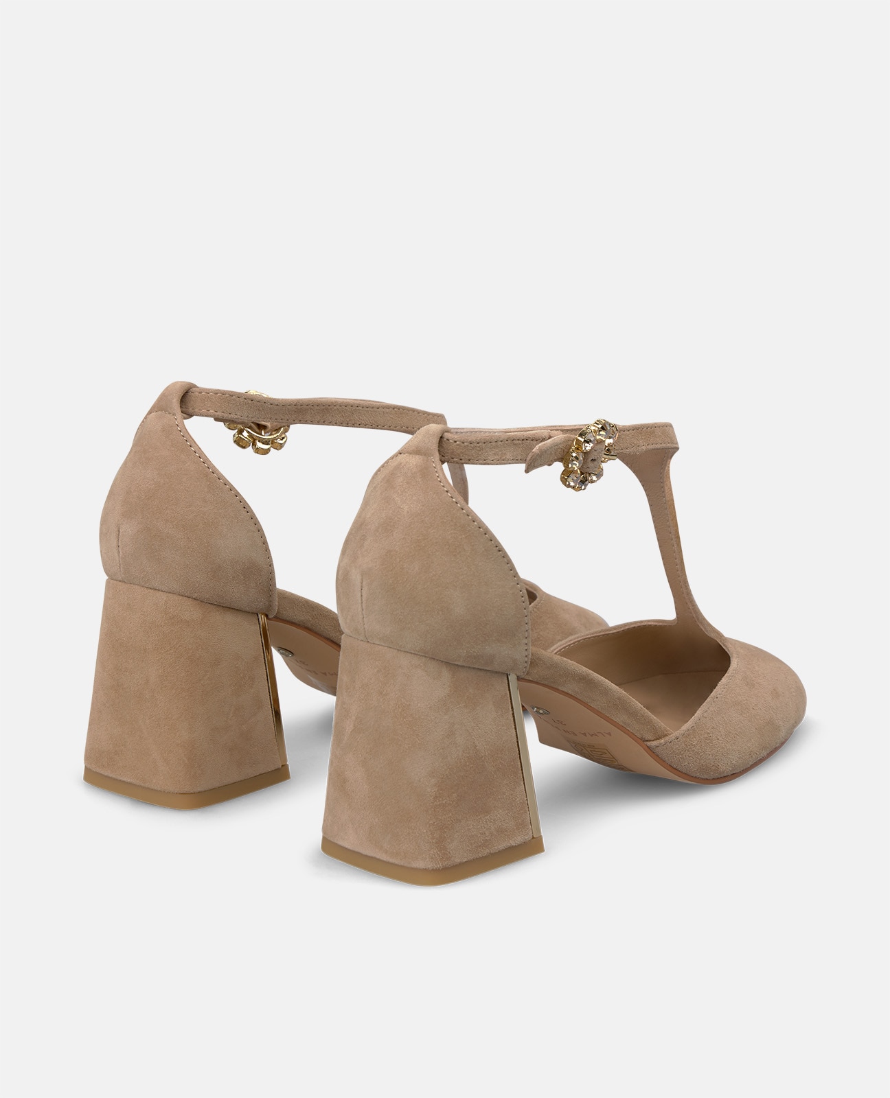 Zapatos de salón de mujer en ante con hebilla de flor - Alma en Pena - Arena Arena-2