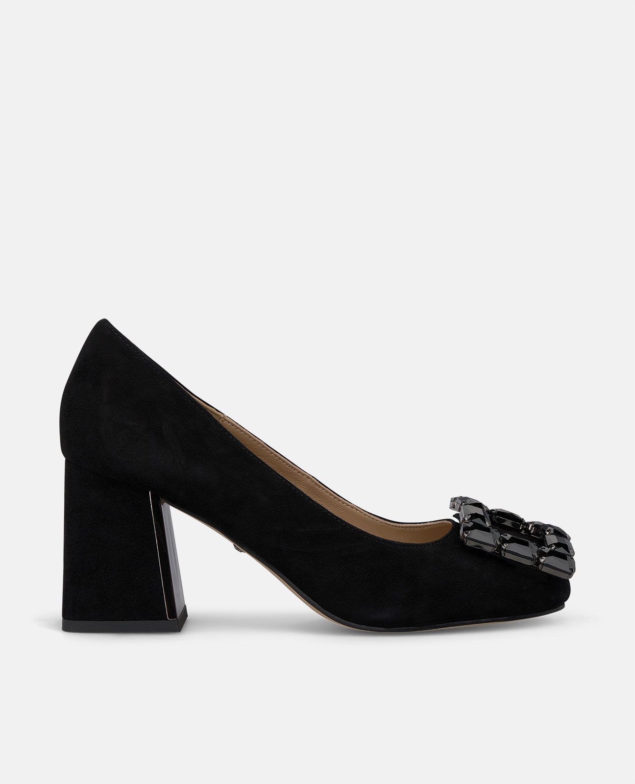 Zapatos de salón de mujer en ante con adorno frontal - Alma en Pena - Negro Negro-1