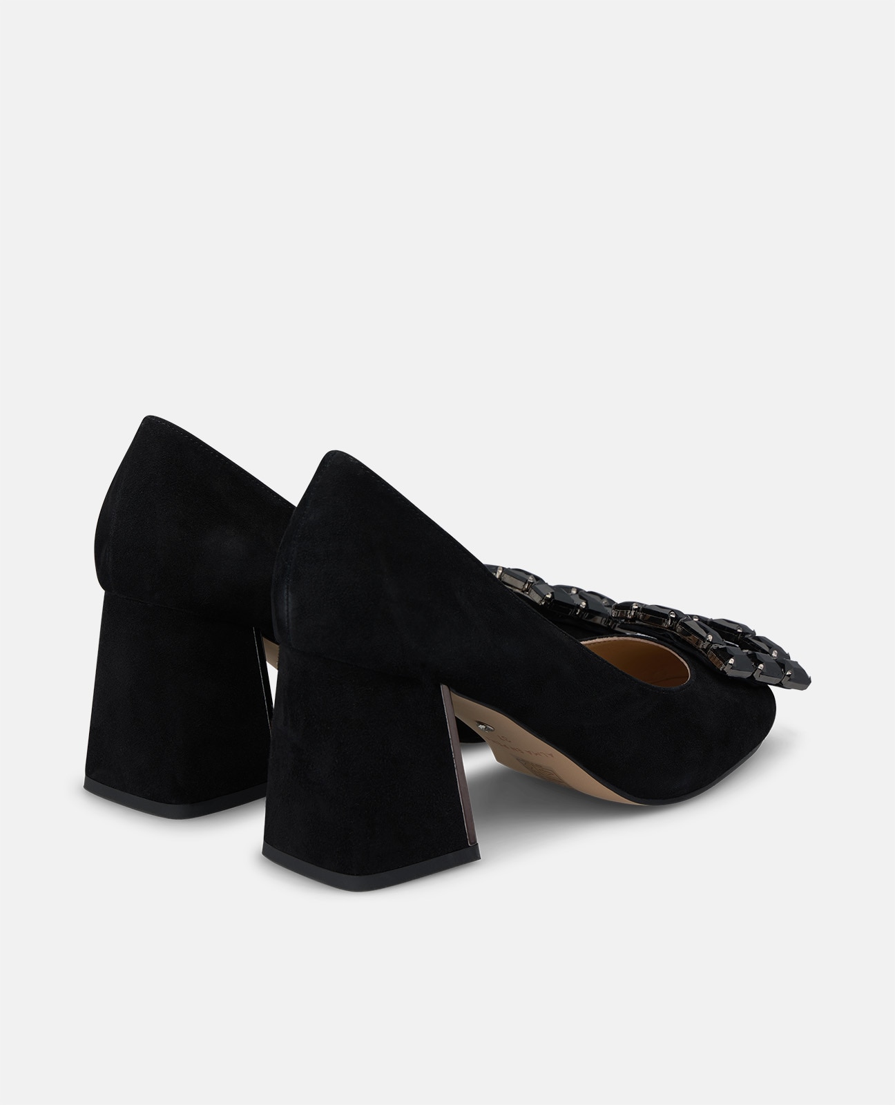 Zapatos de salón de mujer en ante con adorno frontal - Alma en Pena - Negro Negro-2