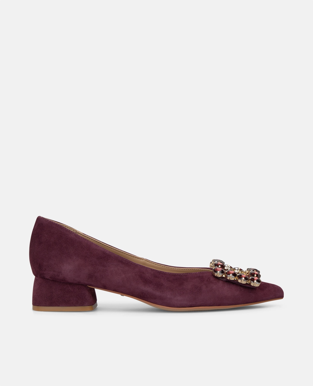 Zapatos de salón de mujer en ante con adorno frontal - Alma en Pena - Burdeos Burdeos-1