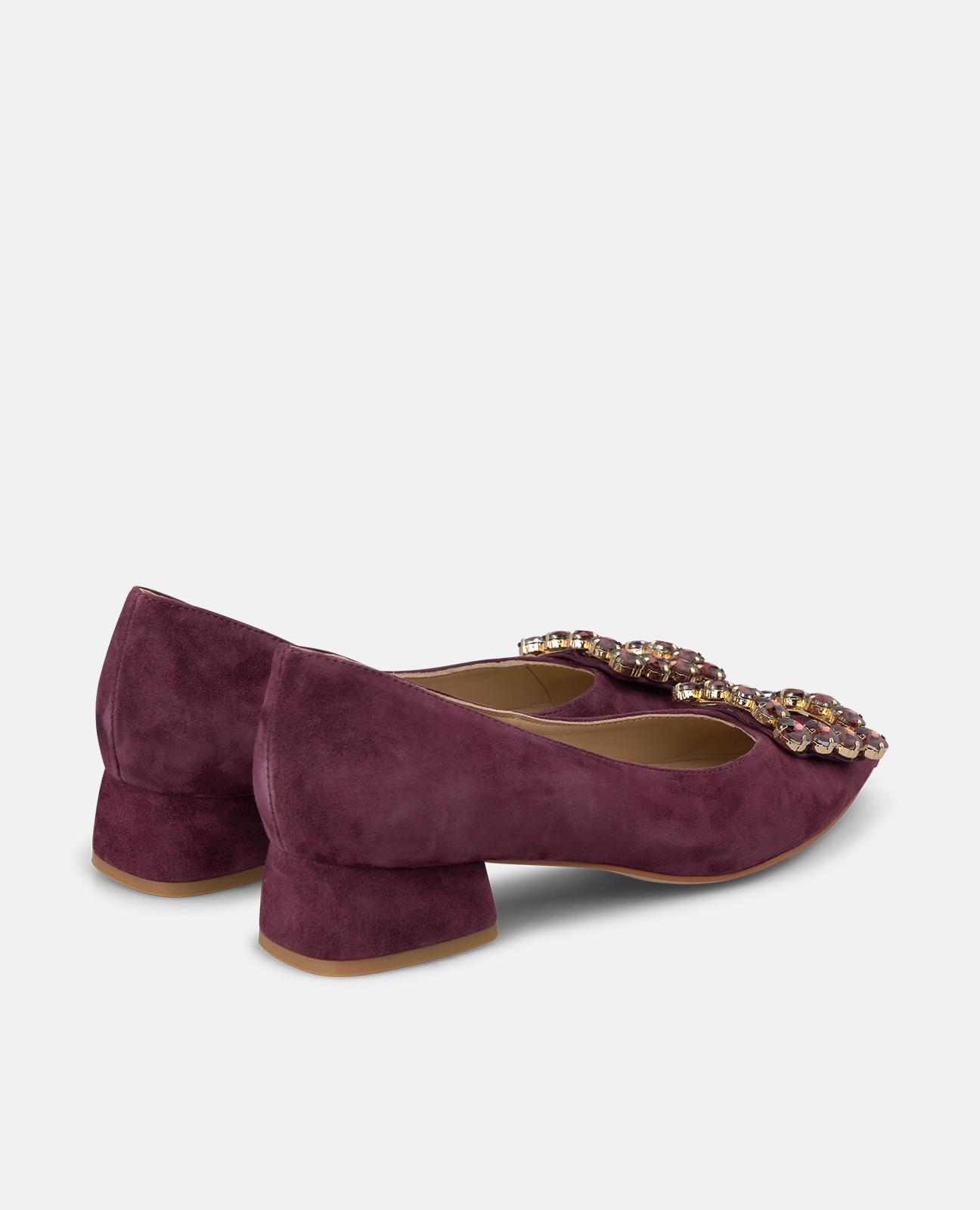 Zapatos de salón de mujer en ante con adorno frontal - Alma en Pena - Burdeos Burdeos-2
