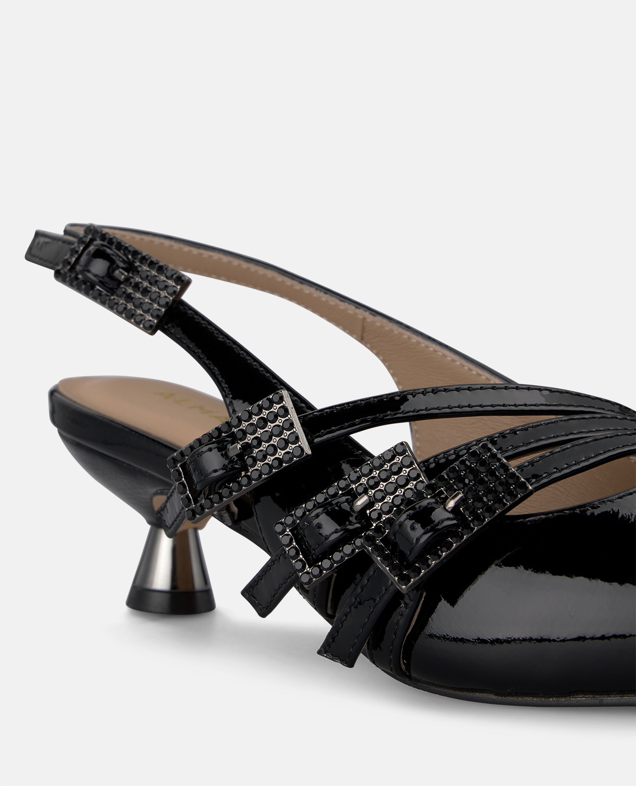 Zapatos de salón de mujer en charol con múltiples cierres de hebilla - Alma en Pena - Negro Negro-4
