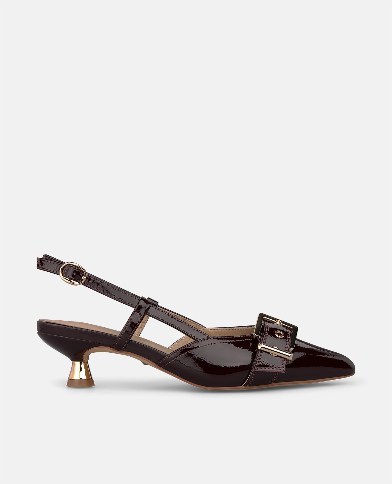 Zapatos de salón de mujer en charol con hebilla frontal - Alma en Pena - Burdeos Burdeos-1