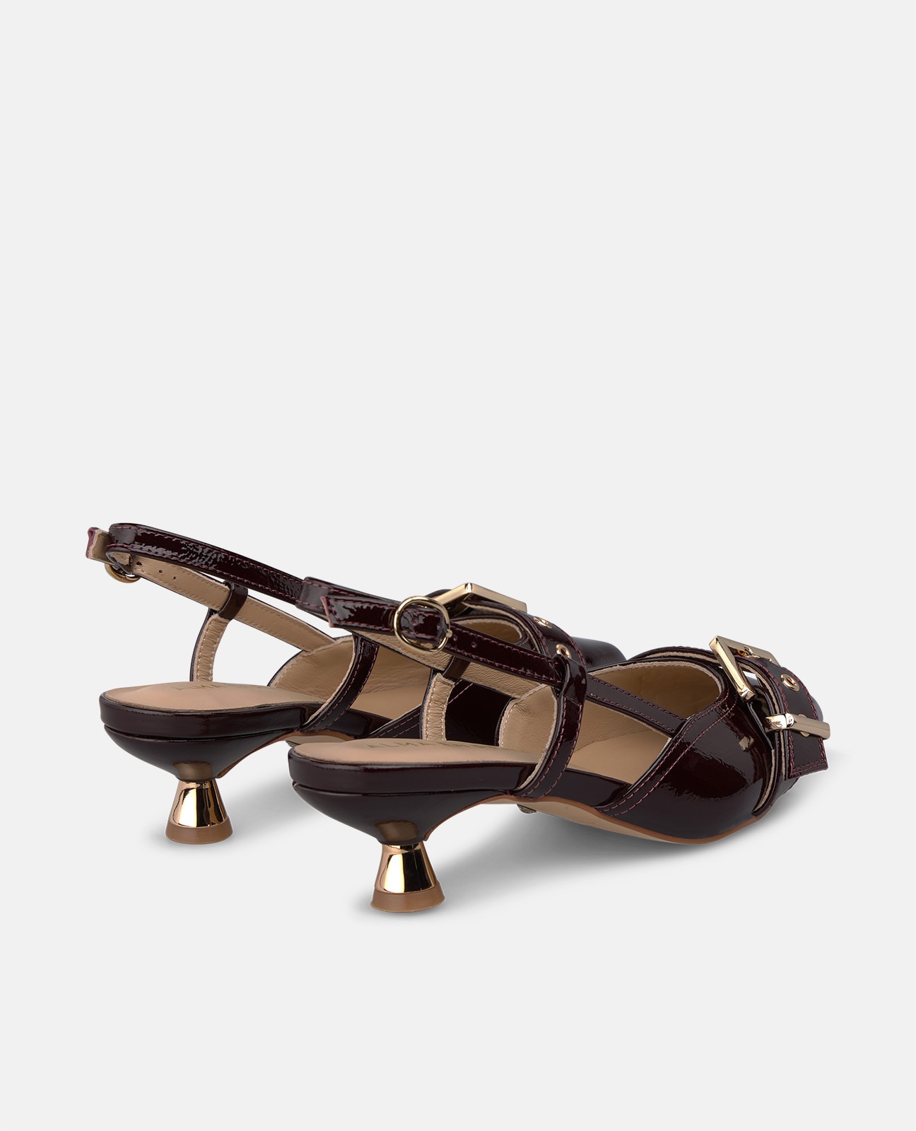 Zapatos de salón de mujer en charol con hebilla frontal - Alma en Pena - Burdeos Burdeos-2