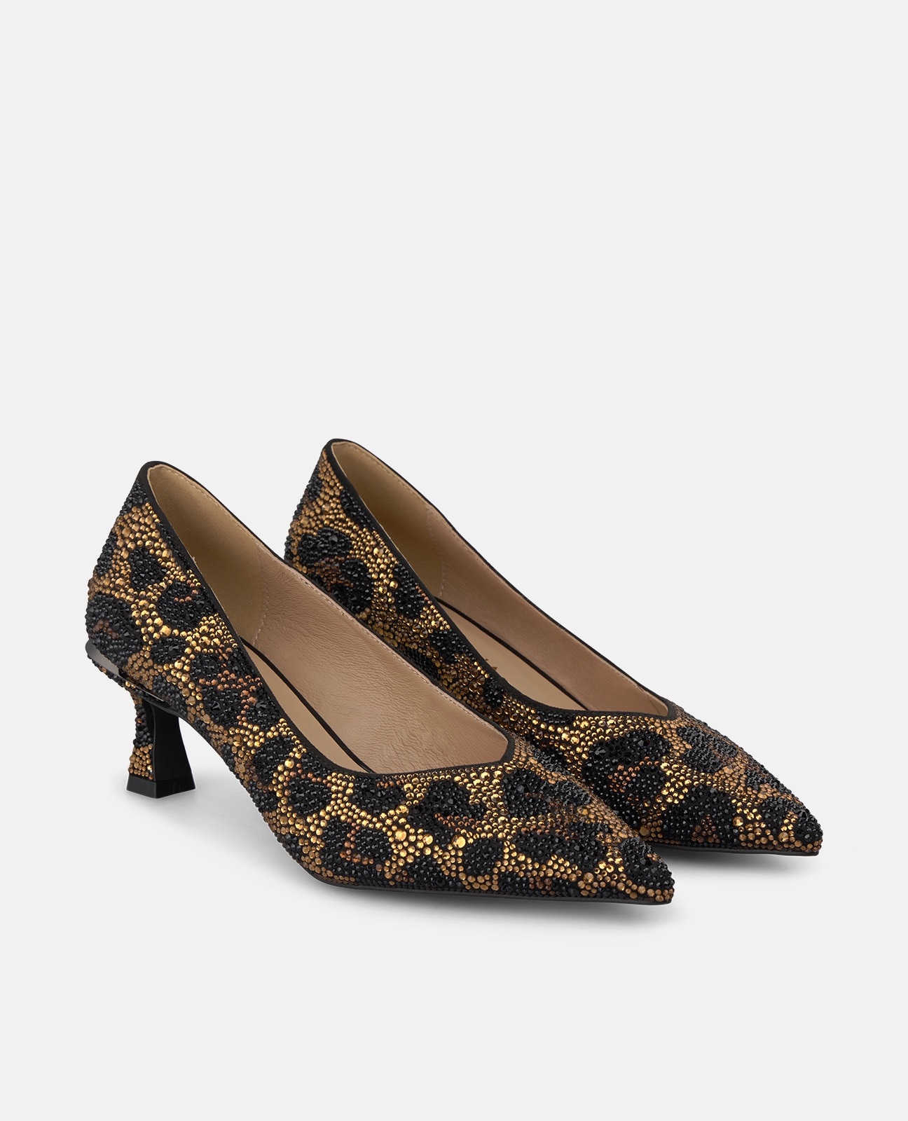 Zapatos de salón de mujer animal print con pedrería - Alma en Pena - Negro Negro-3