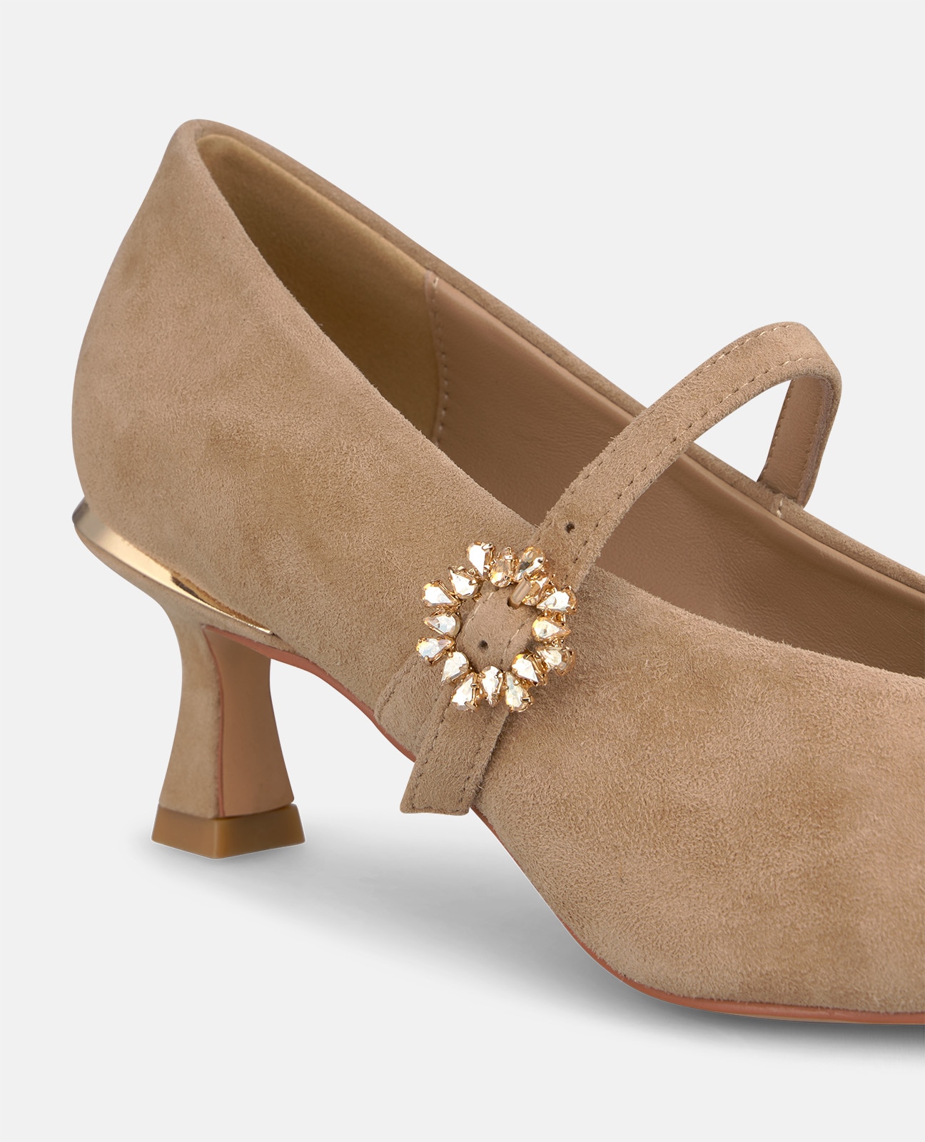Zapatos de salón de mujer en ante con hebilla de flor - Arena Arena-4