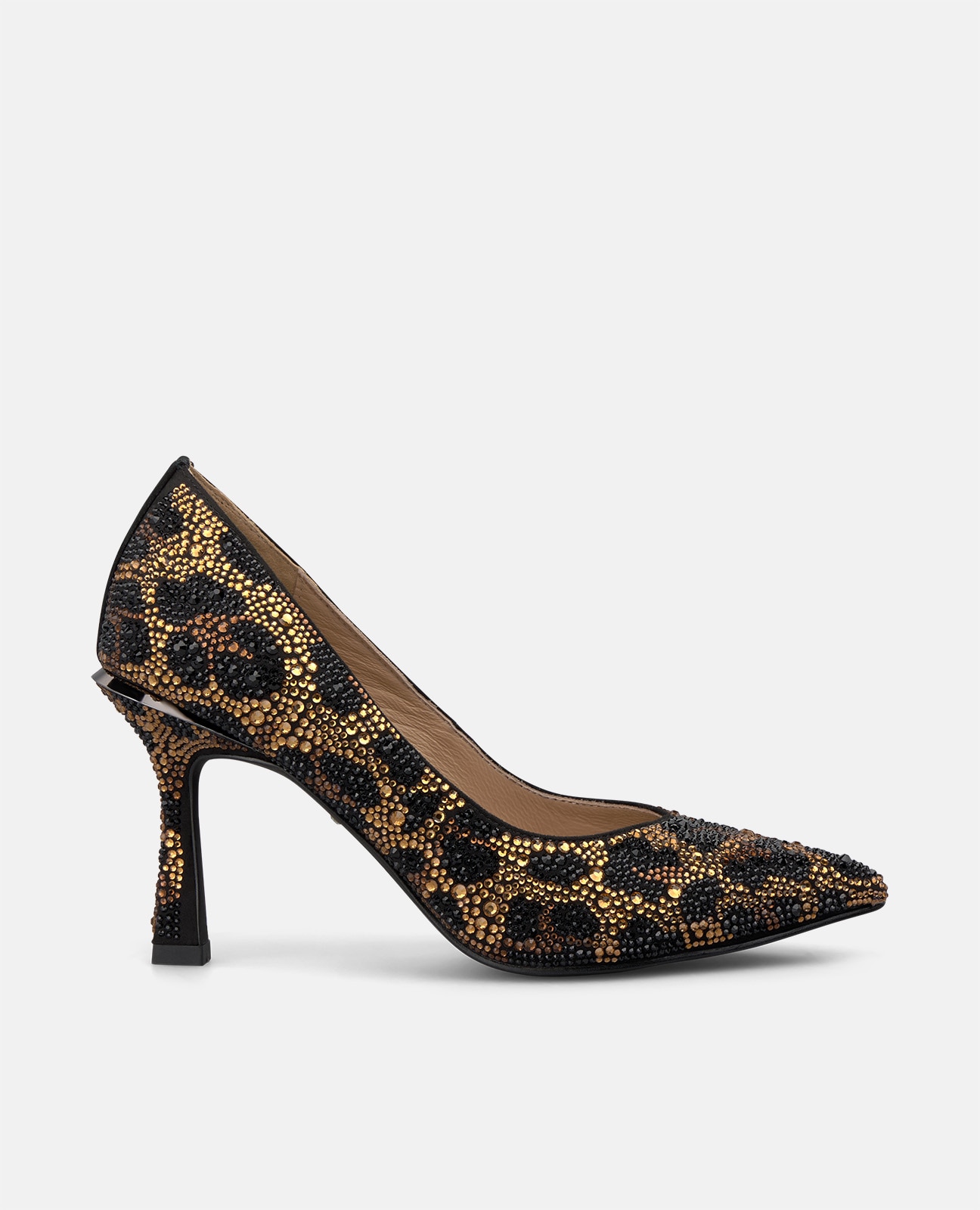 Zapatos de salón de mujer animal print en pedrería - Alma en Pena - Negro Negro-1
