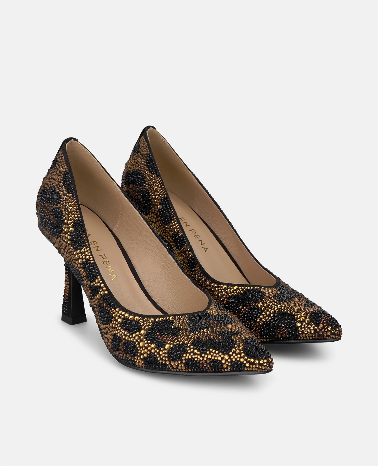 Zapatos de salón de mujer animal print en pedrería - Alma en Pena - Negro Negro-3