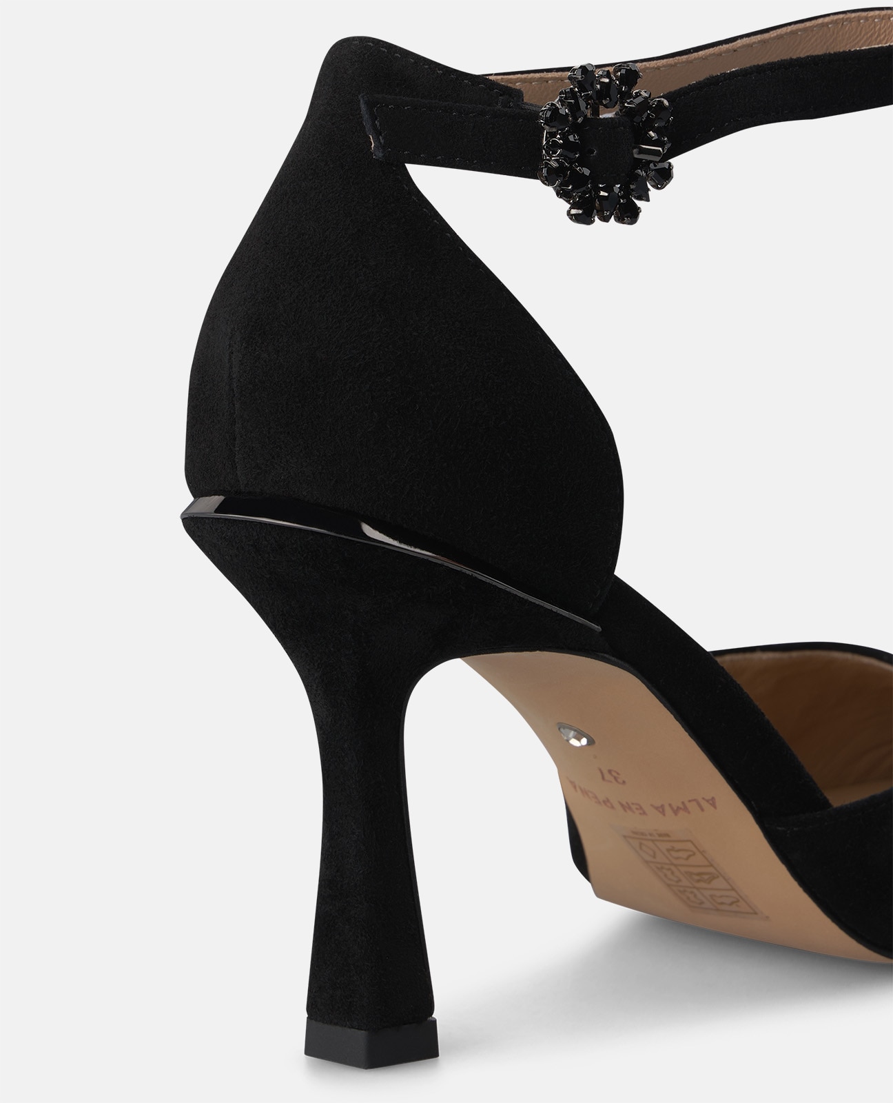 Zapatos de salón de mujer en ante con cierre pulsera - Alma en Pena - Negro Negro-4