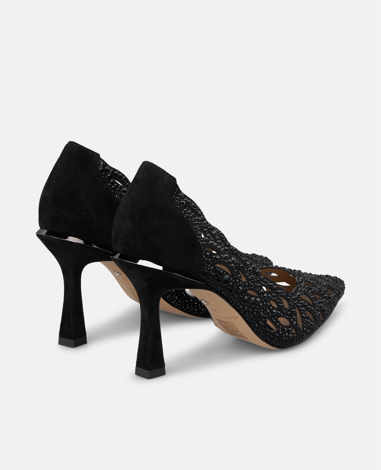 Zapatos de salón de mujer en ante troquelado - Alma en Pena - Negro Negro-2