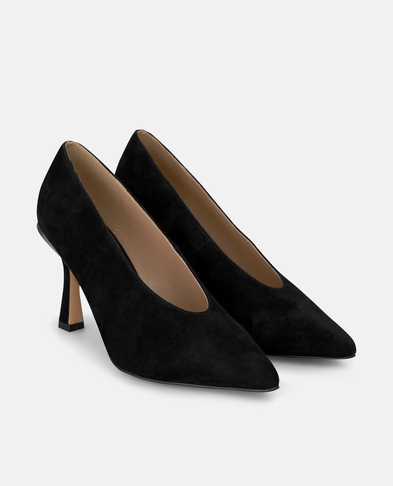 Zapatos de salón de mujer en ante con tacón aguja - Alma en Pena - Negro Negro-3