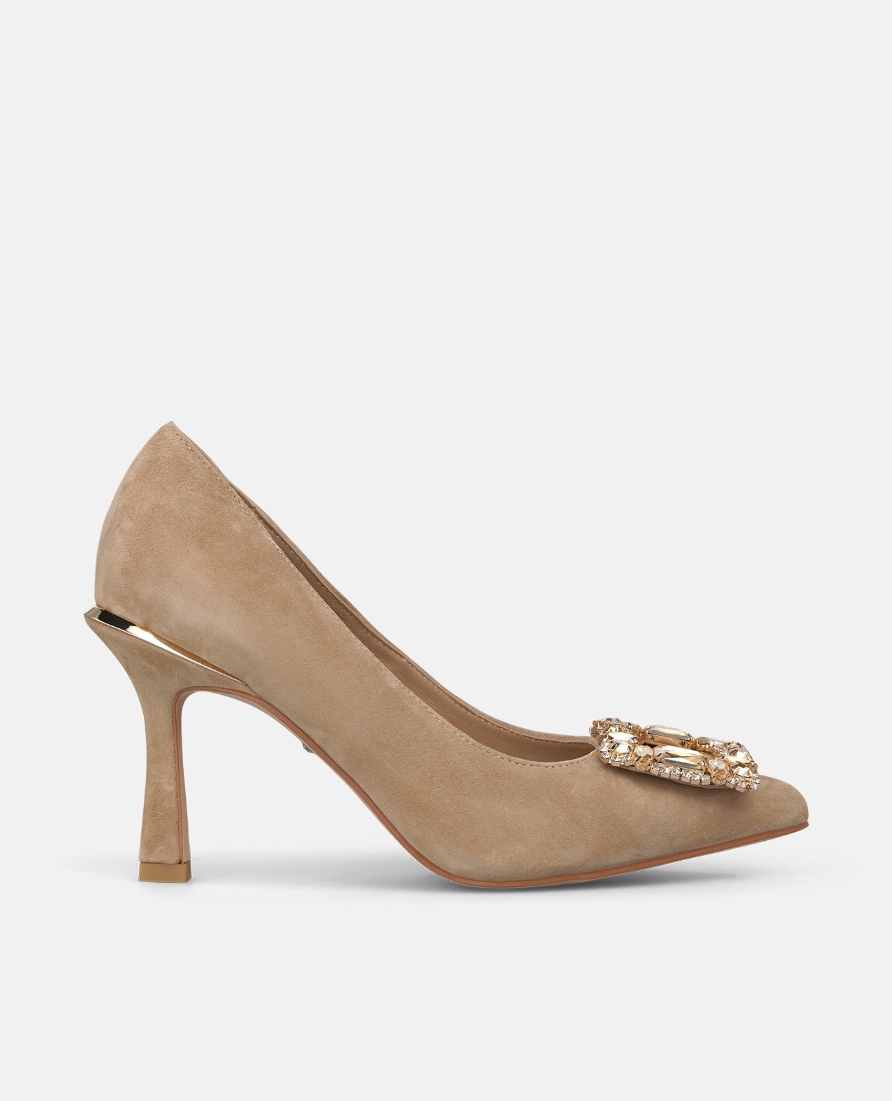 Zapatos de salón de mujer en ante con adorno frontal - Alma en Pena - Arena Arena-1