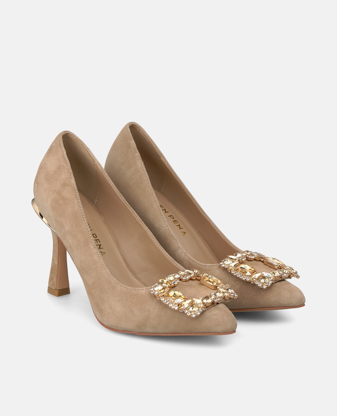 Zapatos de salón de mujer en ante con adorno frontal - Alma en Pena - Arena Arena-3