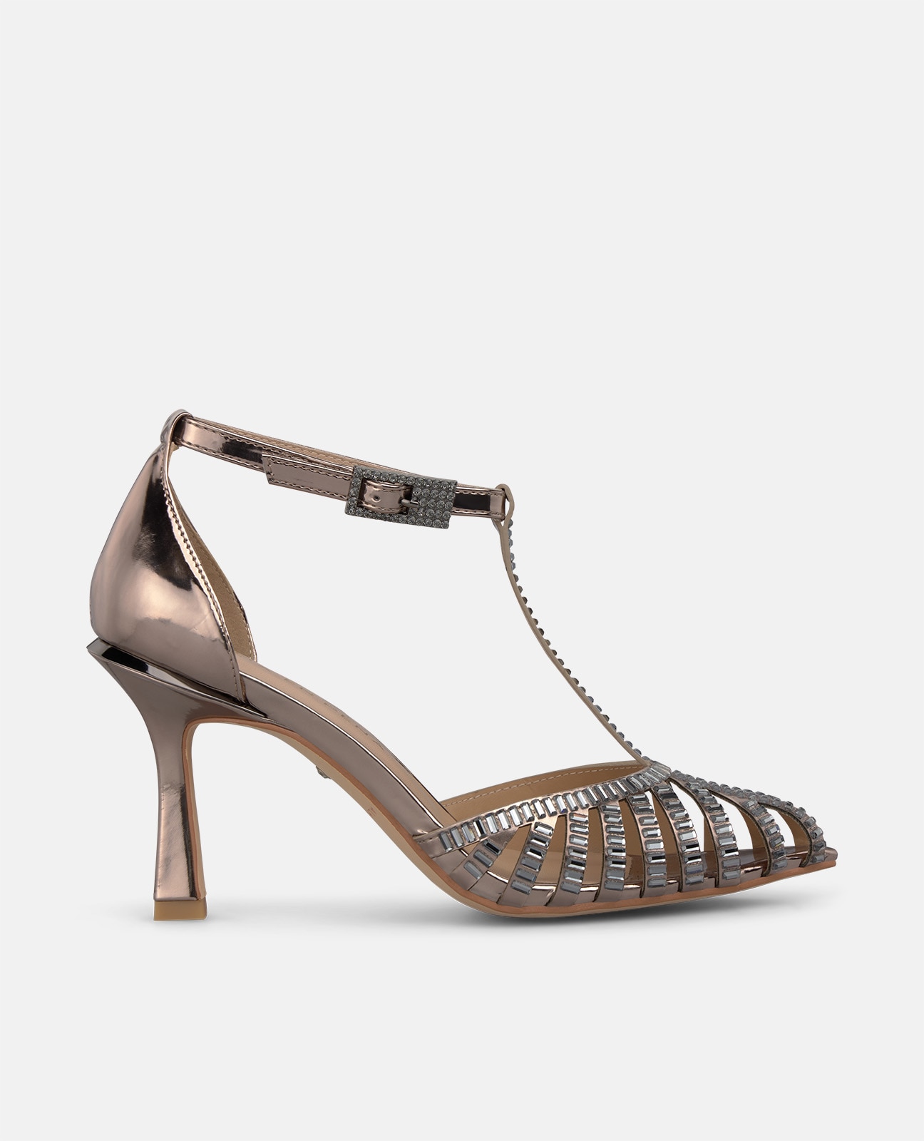 Zapato de salón de mujer metalizado con rejilla - Plata Plata-1