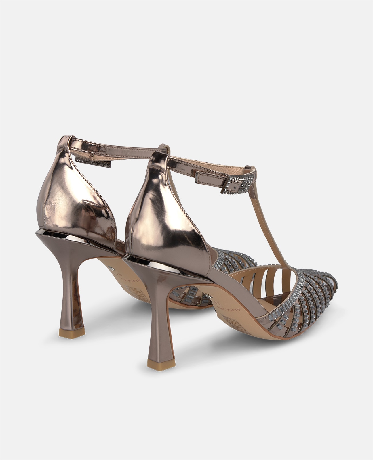 Zapato de salón de mujer metalizado con rejilla - Plata Plata-2