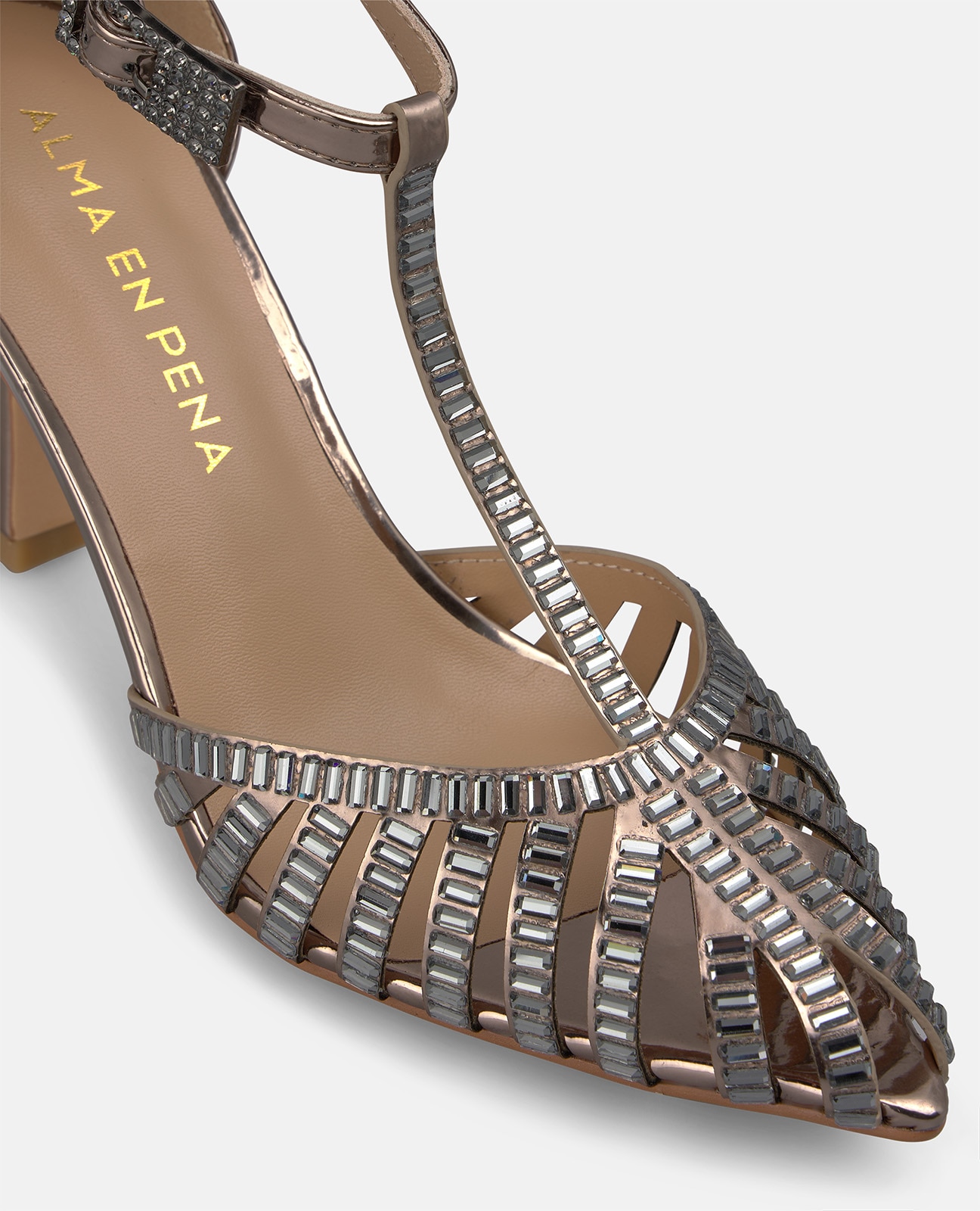 Zapato de salón de mujer metalizado con rejilla - Plata Plata-4