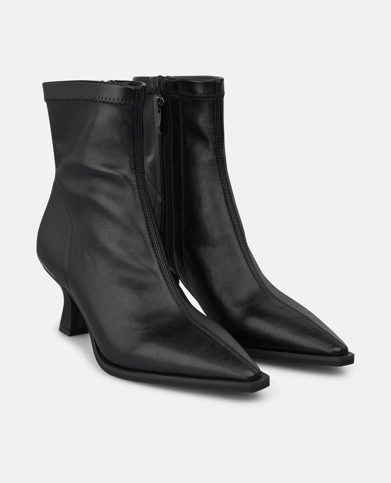 Botines básicos de mujer con cierre cremallera y tacón mini - Alma en Pena - Negro Negro-3
