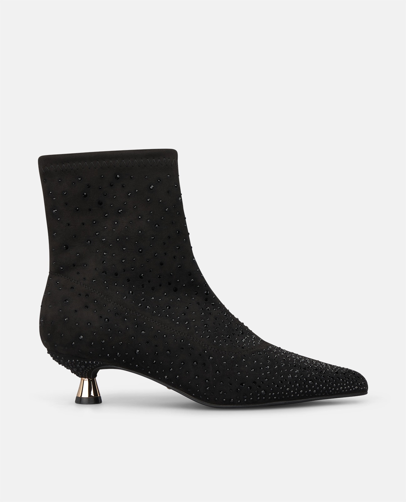Botines básicos de mujer con detalle pedrería y tacón chupete - Alma en Pena - Negro Negro-1