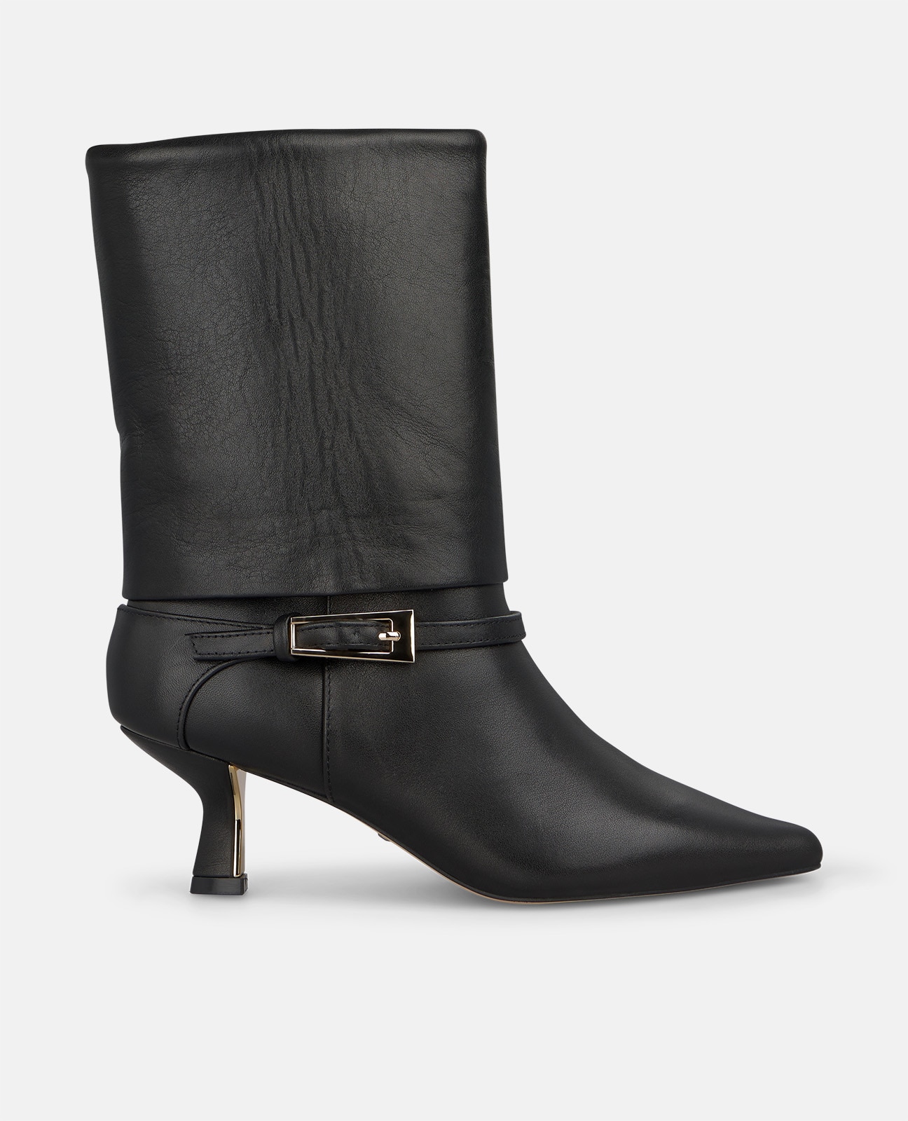 Botines básicos de mujer en napa con hebilla y tacón mini - Negro Negro-1