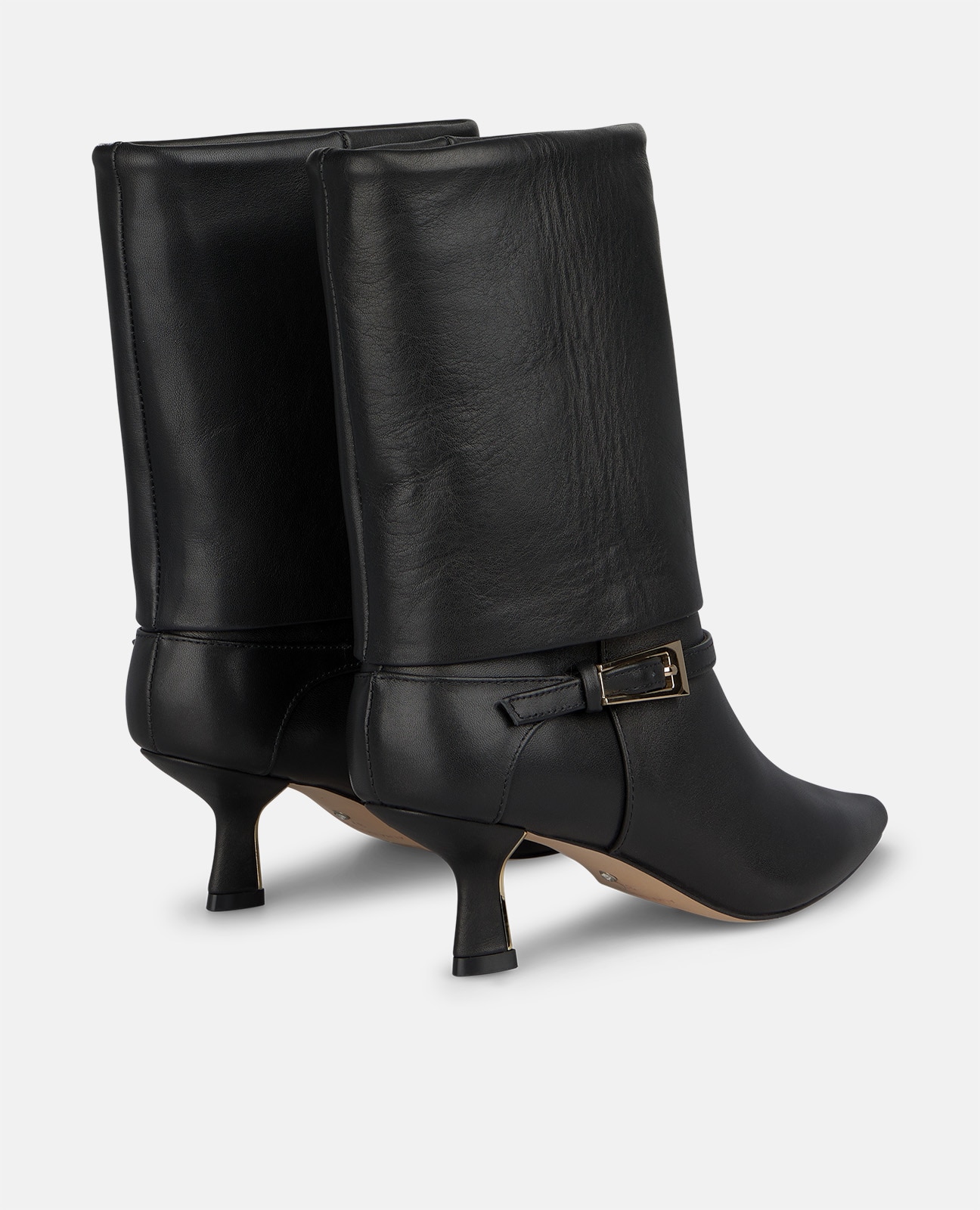Botines básicos de mujer en napa con hebilla y tacón mini - Negro Negro-3