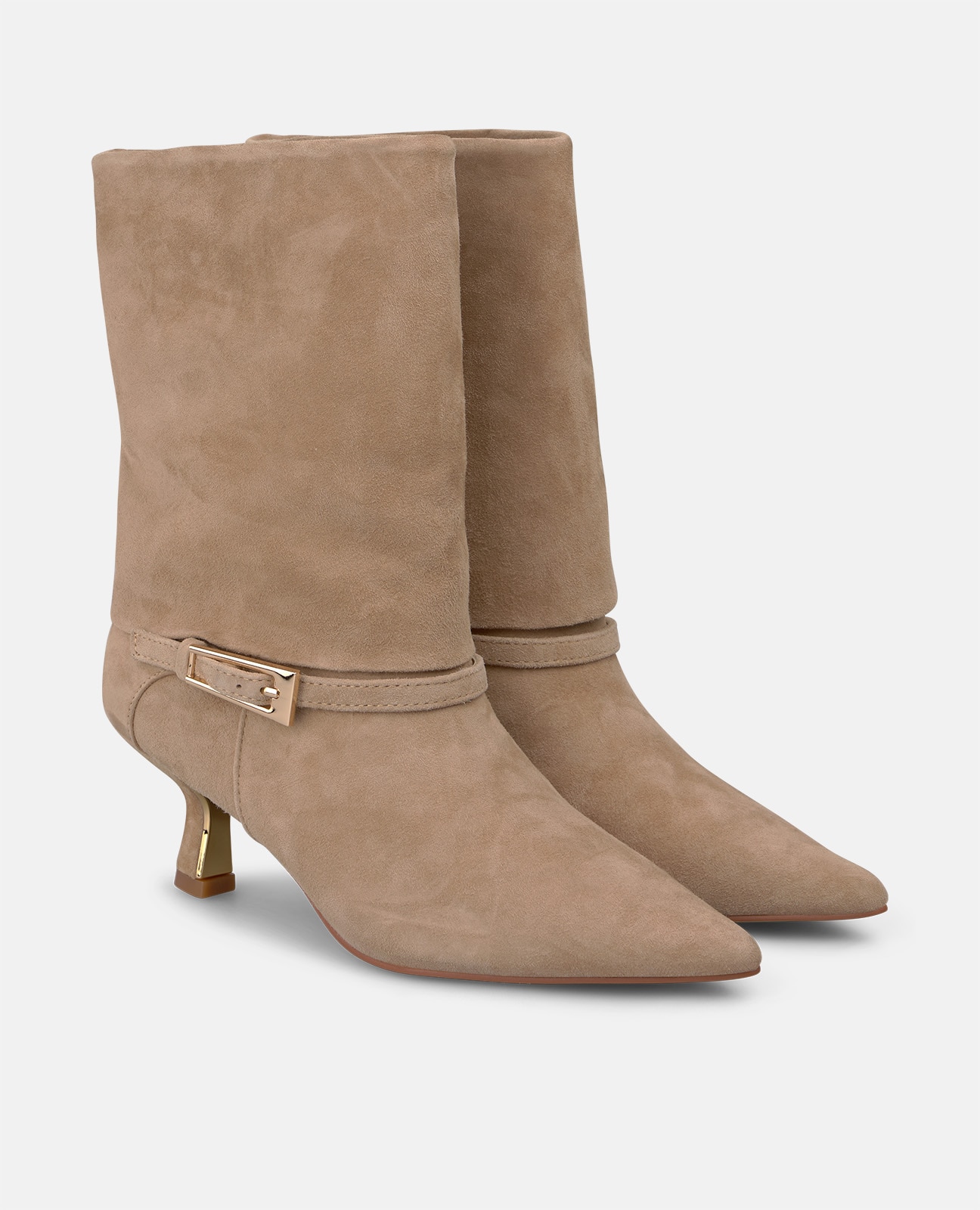 Botines básicos de mujer en ante con hebilla y tacón mini - Arena Arena-4