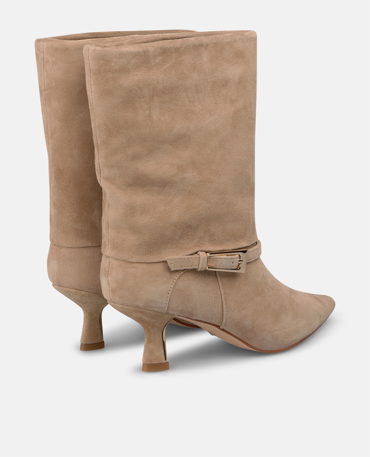 Botines básicos de mujer en ante con hebilla y tacón mini - Arena Arena-2