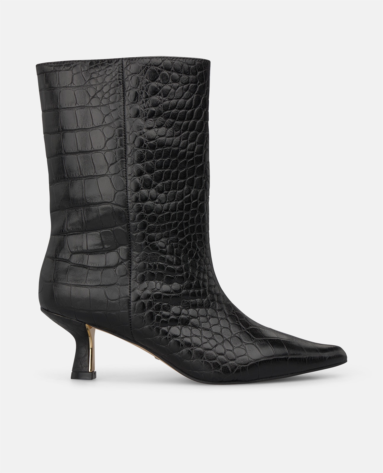 Botines básicos de mujer en piel con efecto cocodrilo - Alma en Pena - Negro Negro-1