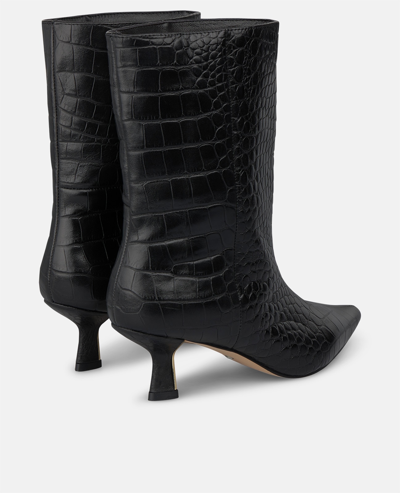 Botines básicos de mujer en piel con efecto cocodrilo - Alma en Pena - Negro Negro-2