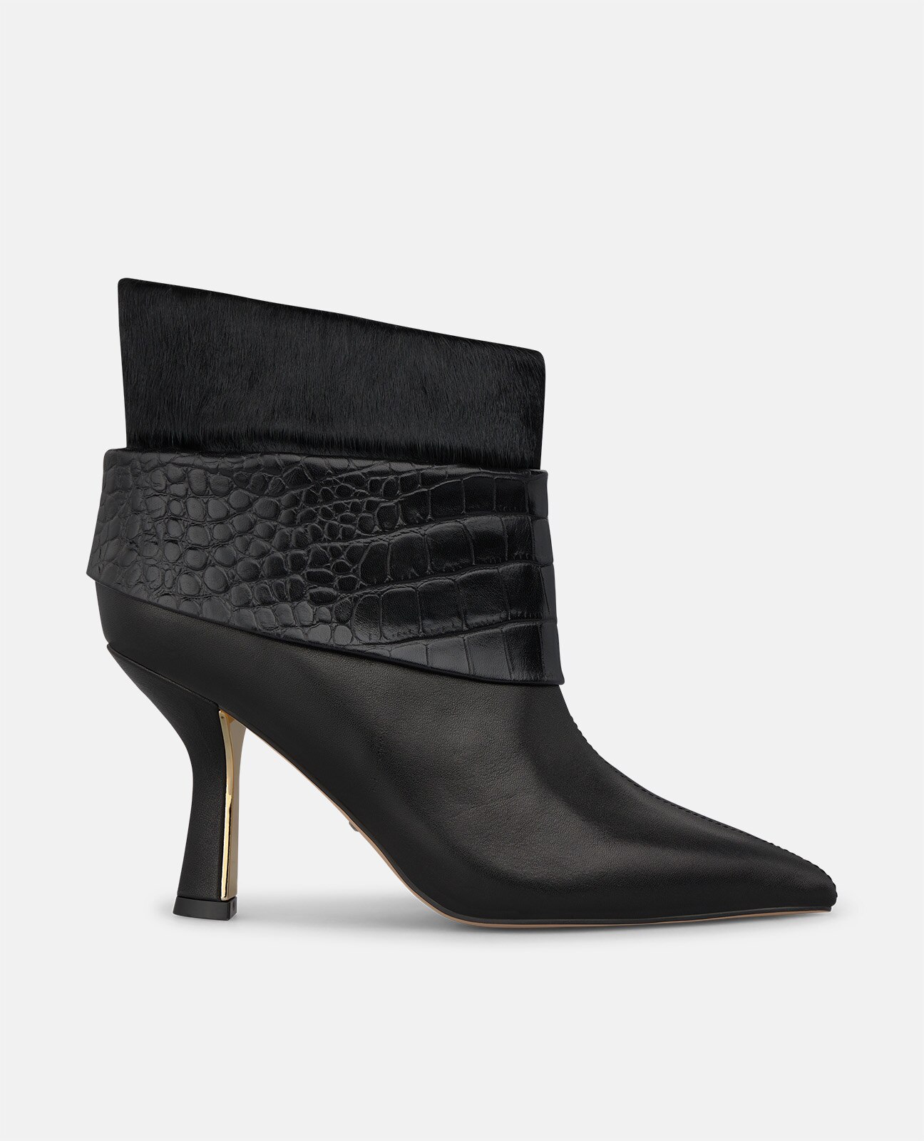 Imagen 0 de Botines básicos de mujer en ante con detalle animal print Negro