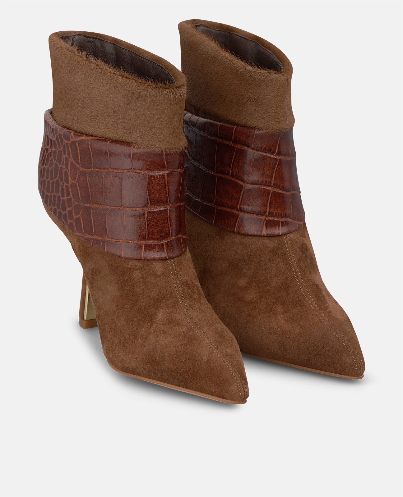 Botines básicos de mujer en ante con detalle animal print - Alma en Pena - Camel Camel-4