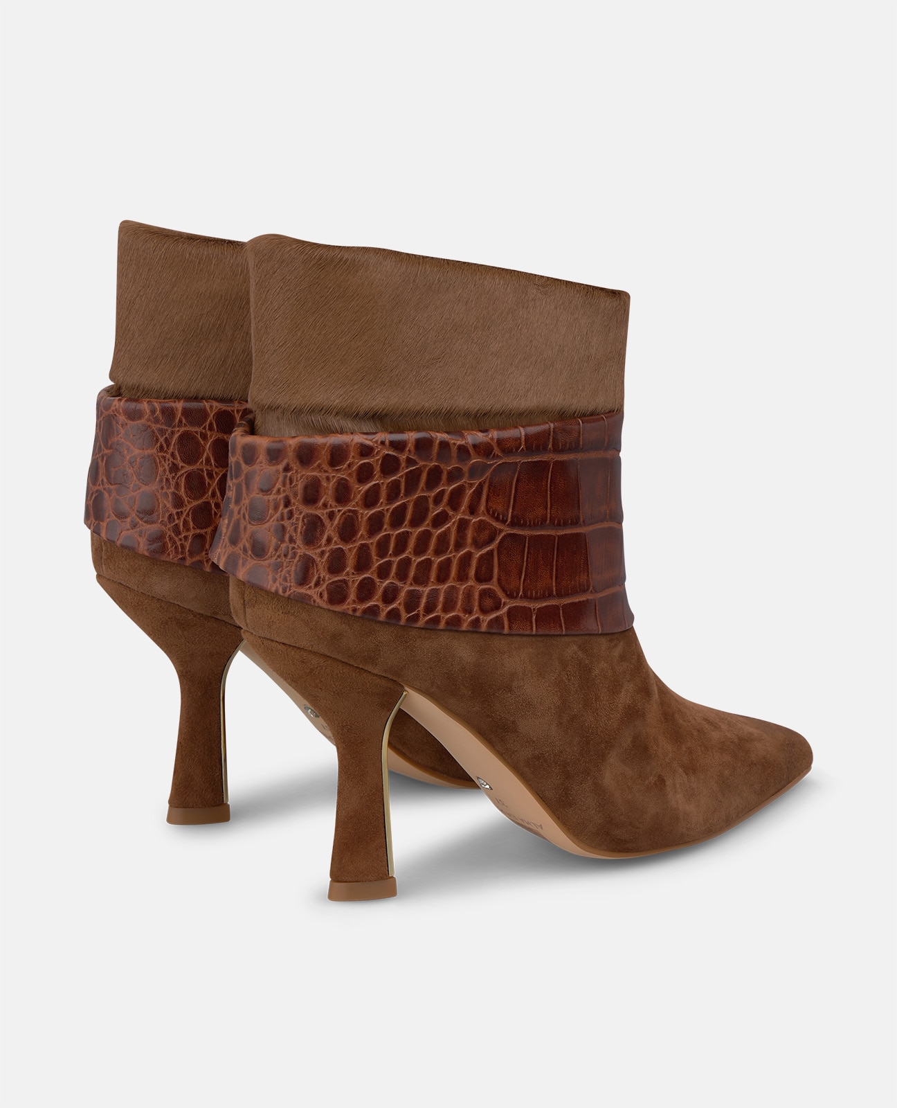 Botines básicos de mujer en ante con detalle animal print - Alma en Pena - Camel Camel-3