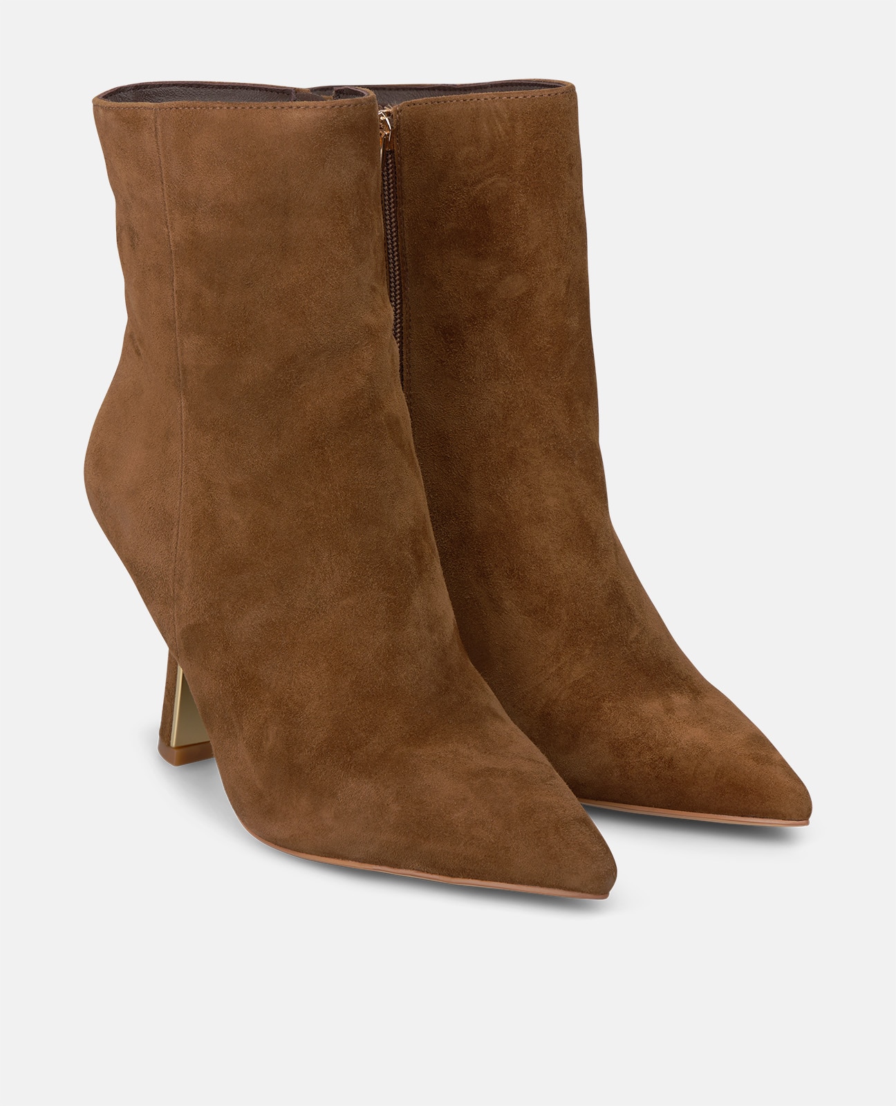 Botines básicos de mujer en ante con cierre de cremallera - Alma en Pena - Camel Camel-4