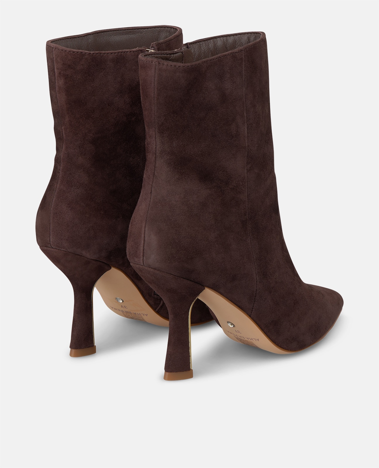 Botines básicos de mujer en ante con cierre de cremallera - Alma en Pena - Marrón Marrón-2