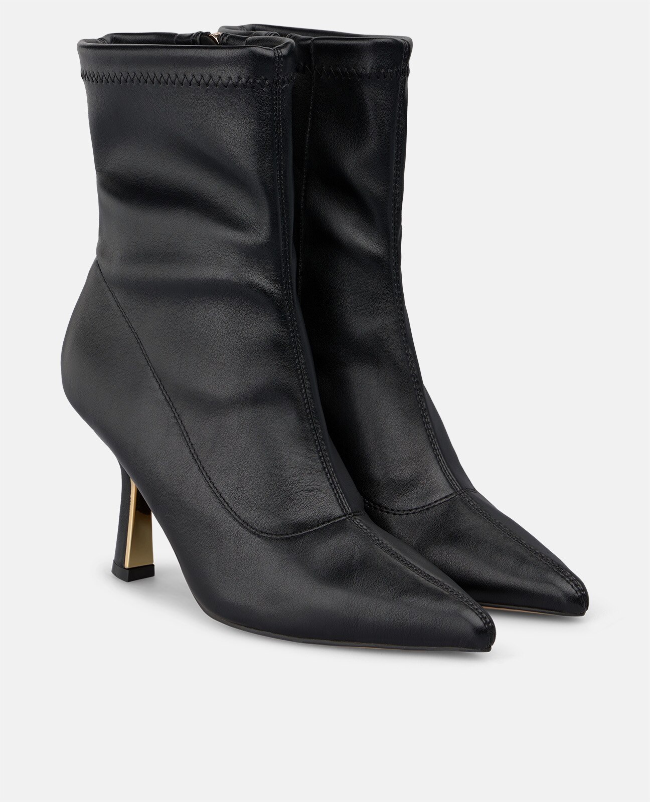 Botines básicos de mujer con cierre de cremallera y tacón mini - Negro Negro-4