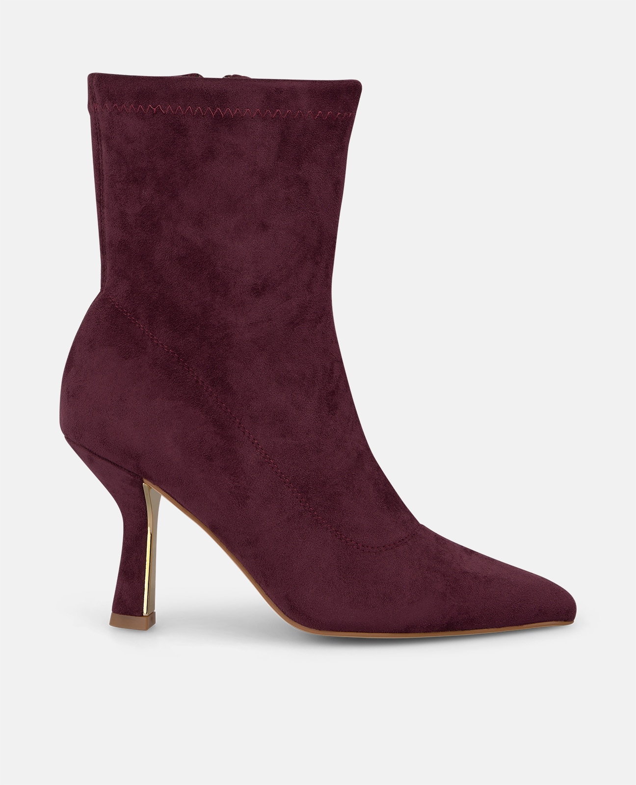 Botines básicos de mujer con cierre de cremallera y tacón mini - Burdeos Burdeos-1