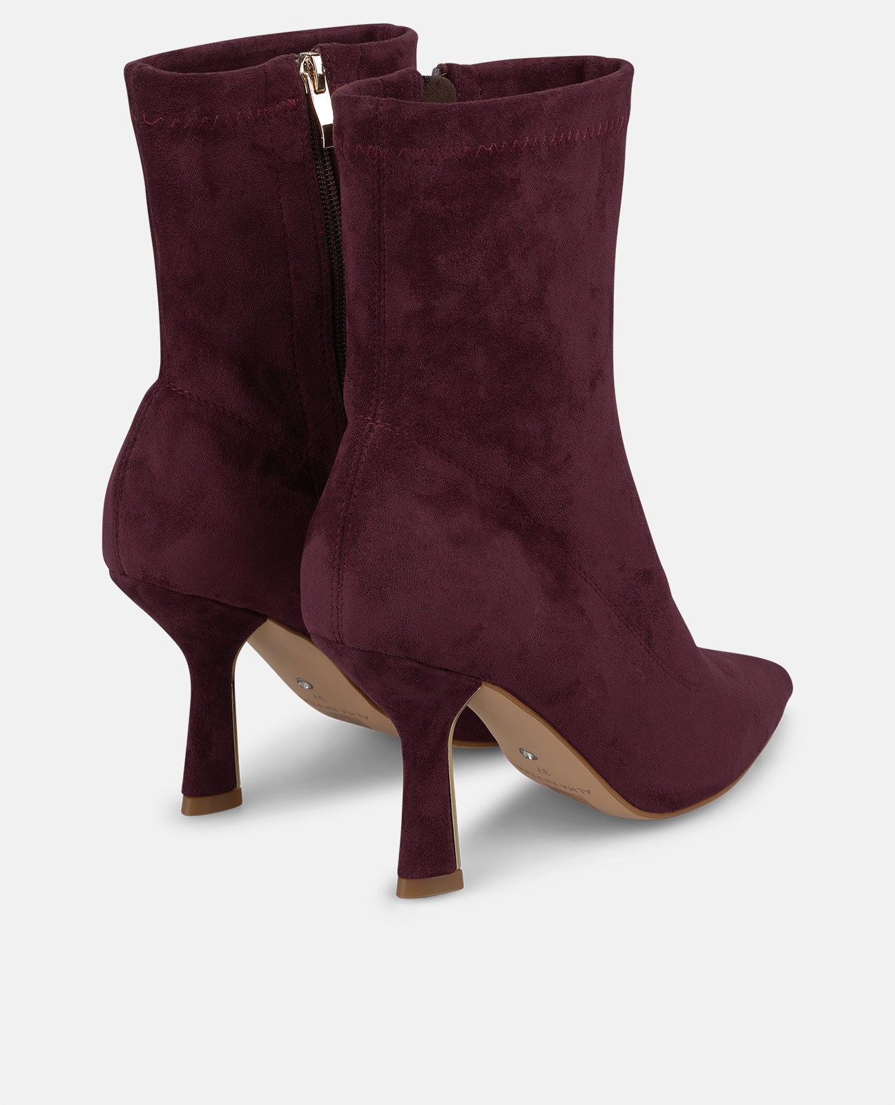 Botines básicos de mujer con cierre de cremallera y tacón mini - Burdeos Burdeos-3