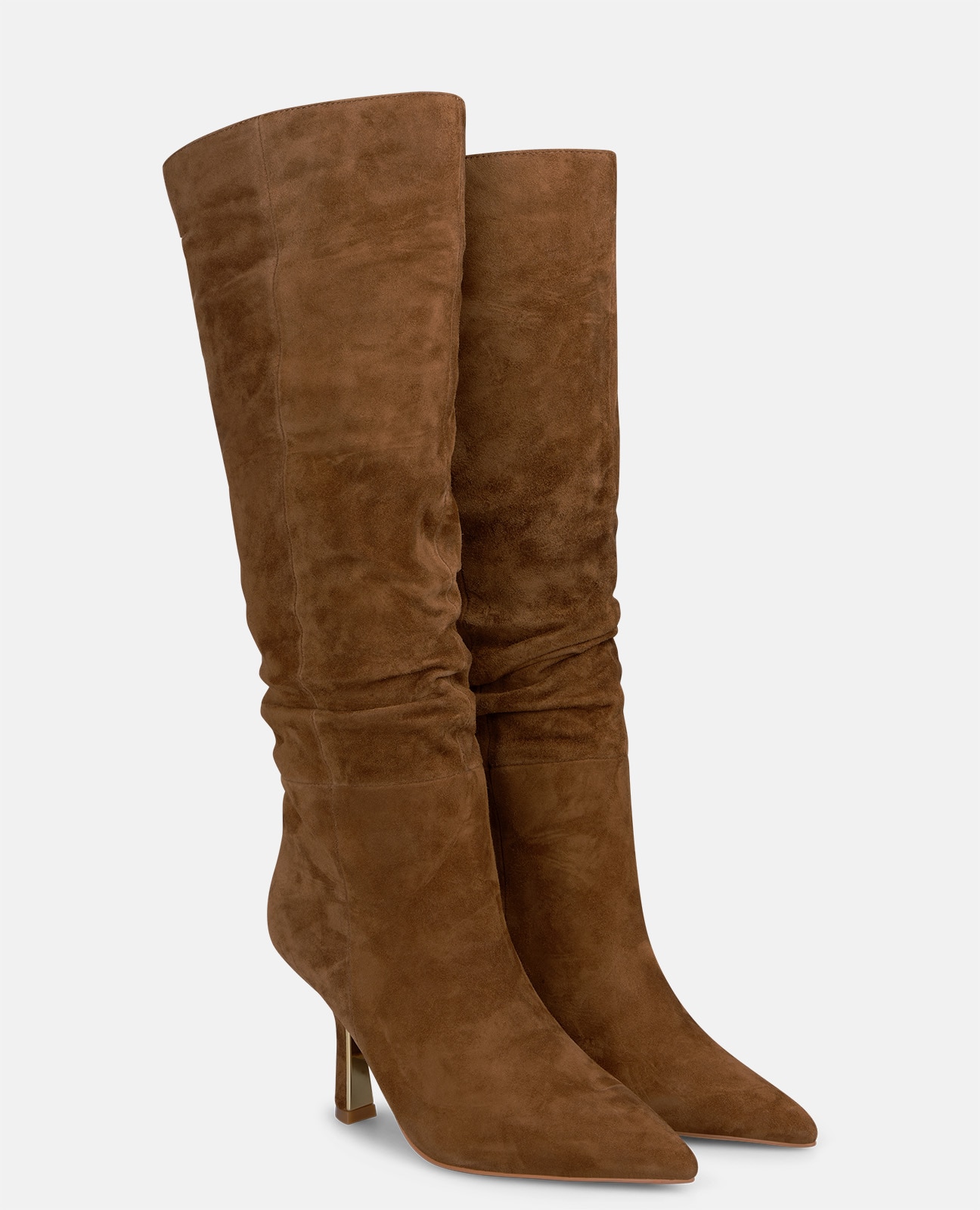 Botas básicas de mujer en ante con efecto fruncido - Camel Camel-2