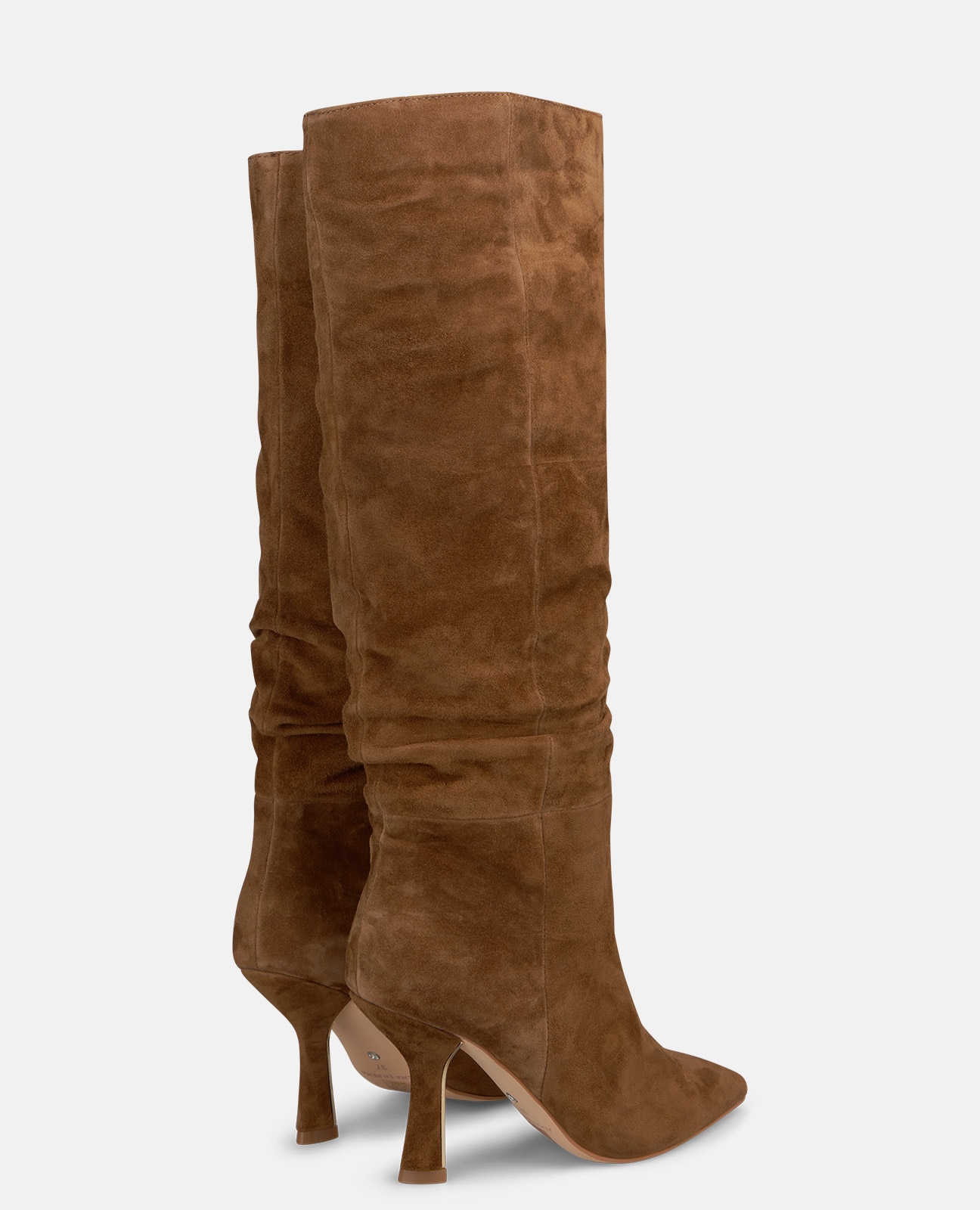 Botas básicas de mujer en ante con efecto fruncido - Camel Camel-3