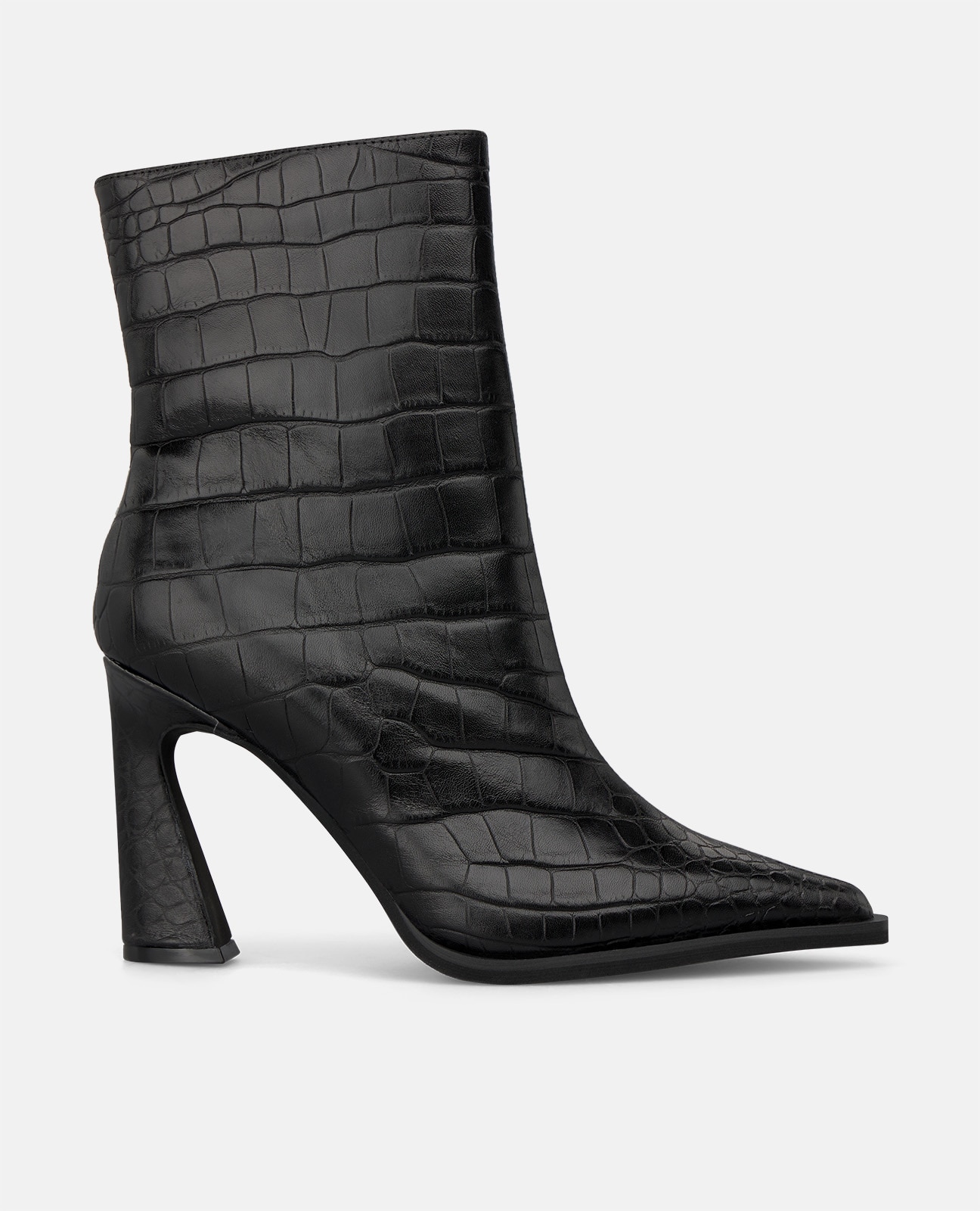 Botines básicos de mujer en piel con efecto cocodrilo - Alma en Pena - Negro Negro-1