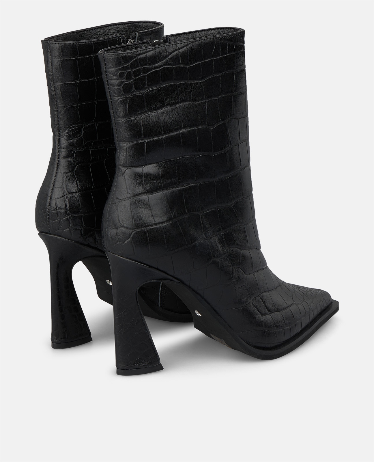 Botines básicos de mujer en piel con efecto cocodrilo - Alma en Pena - Negro Negro-4