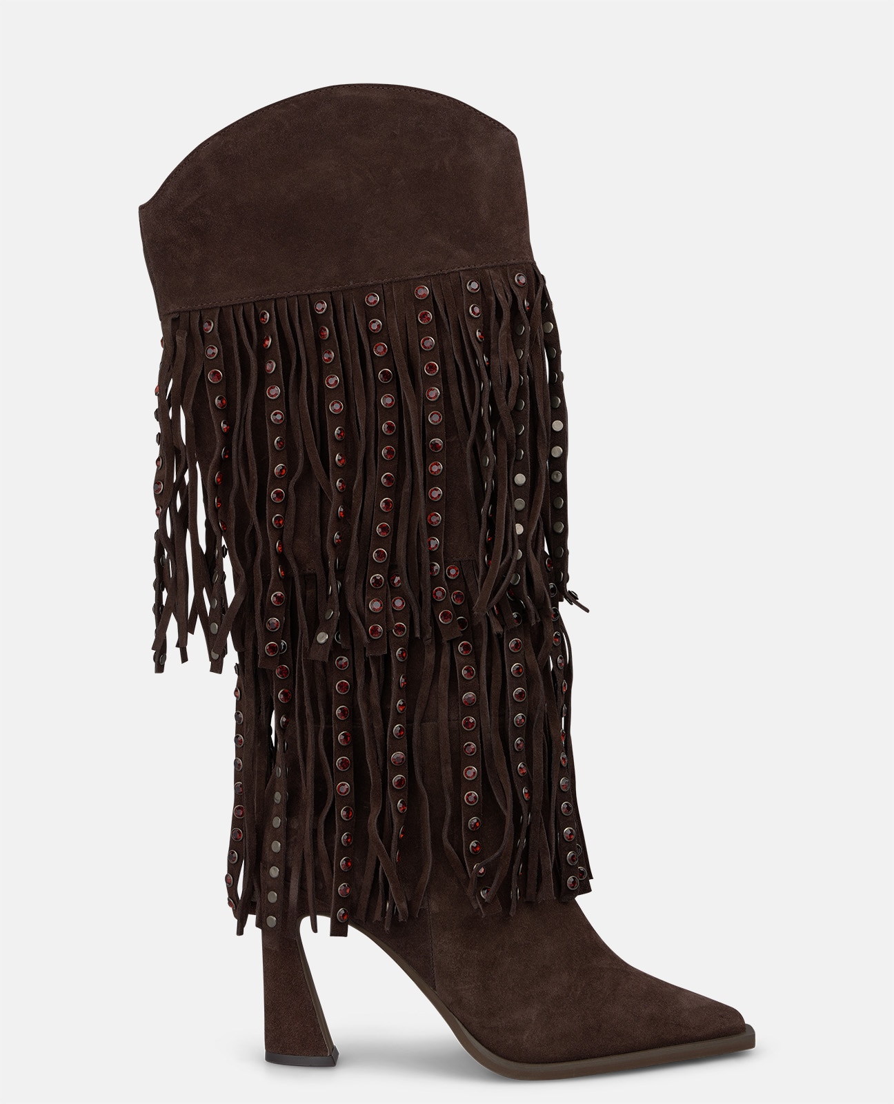 Botas cowboy de mujer en ante con flecos - Alma en Pena - Marrón Marrón-1