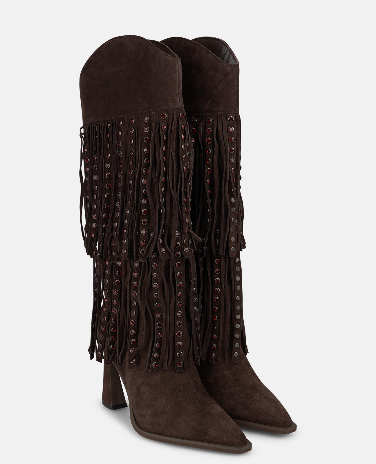 Botas cowboy de mujer en ante con flecos - Alma en Pena - Marrón Marrón-2