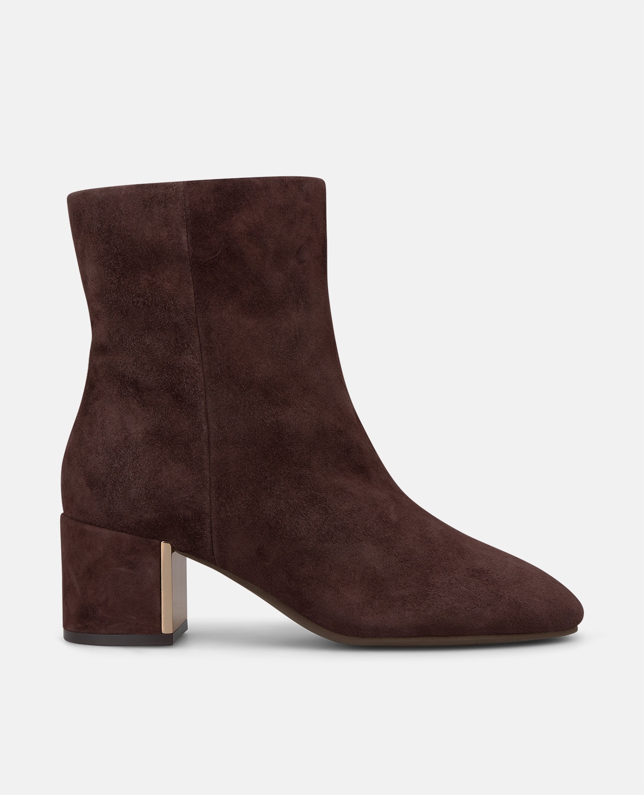 Botines básicos de mujer en ante con puntera redonda - Marrón Marrón-1