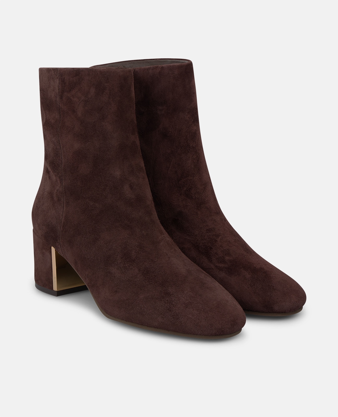 Botines básicos de mujer en ante con puntera redonda - Marrón Marrón-3