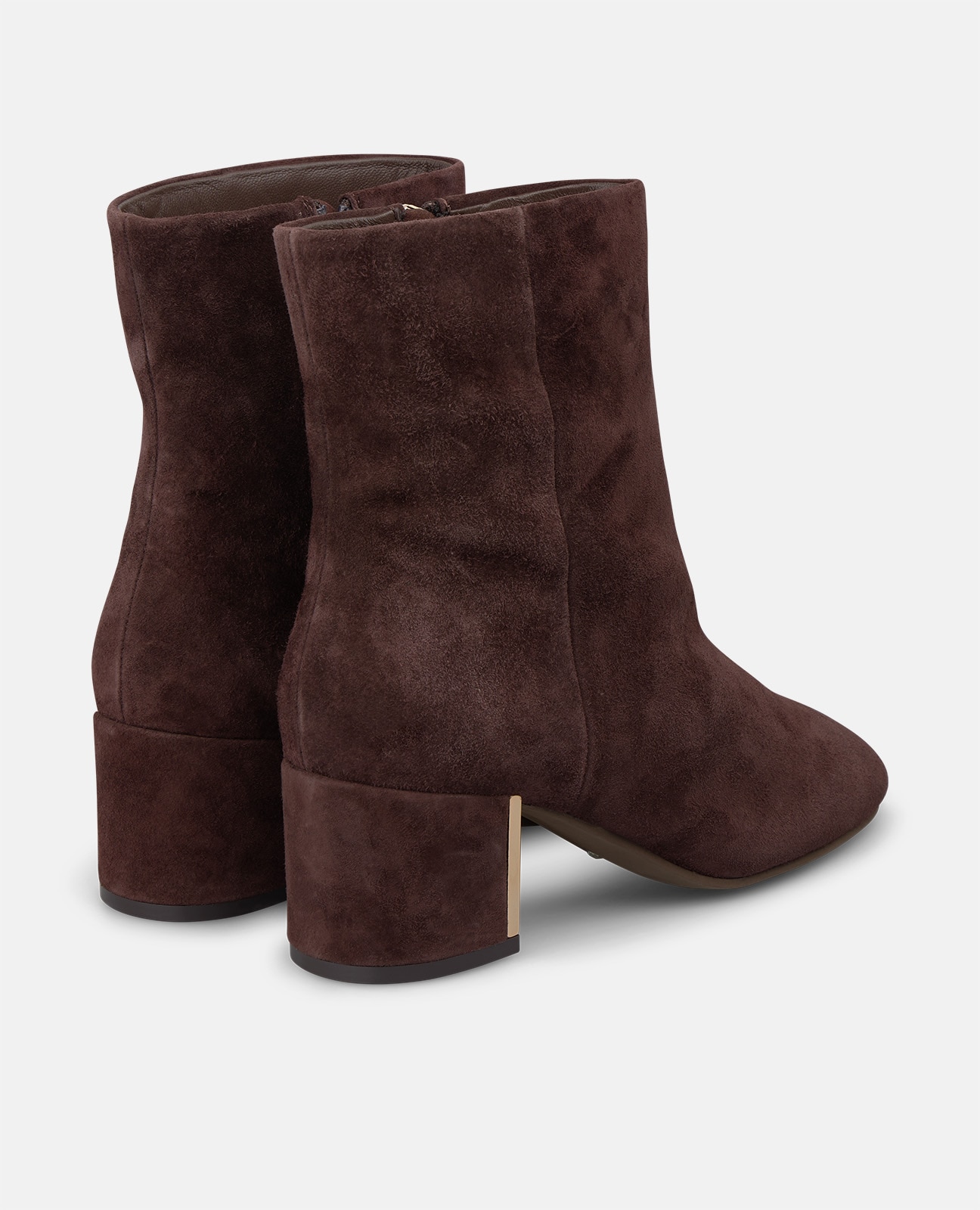 Botines básicos de mujer en ante con puntera redonda - Marrón Marrón-2