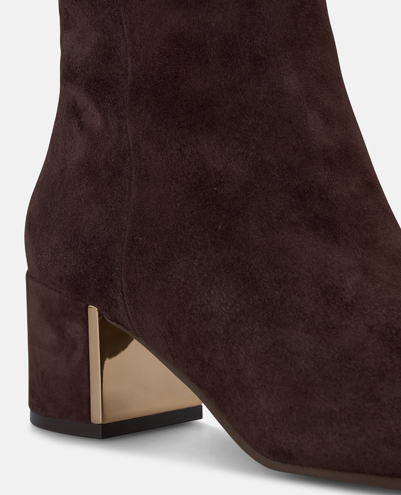 Botines básicos de mujer en ante con puntera redonda - Marrón Marrón-4