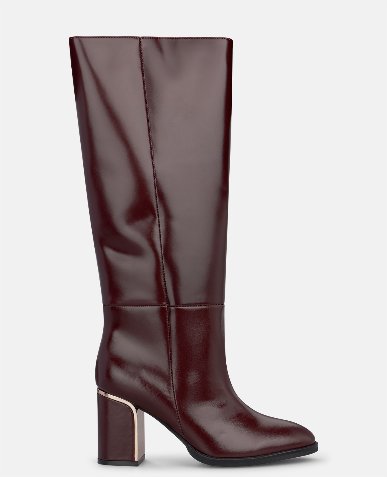 Botas básicas de mujer en napa con tacón ancho - Alma en Pena - Burdeos Burdeos-1