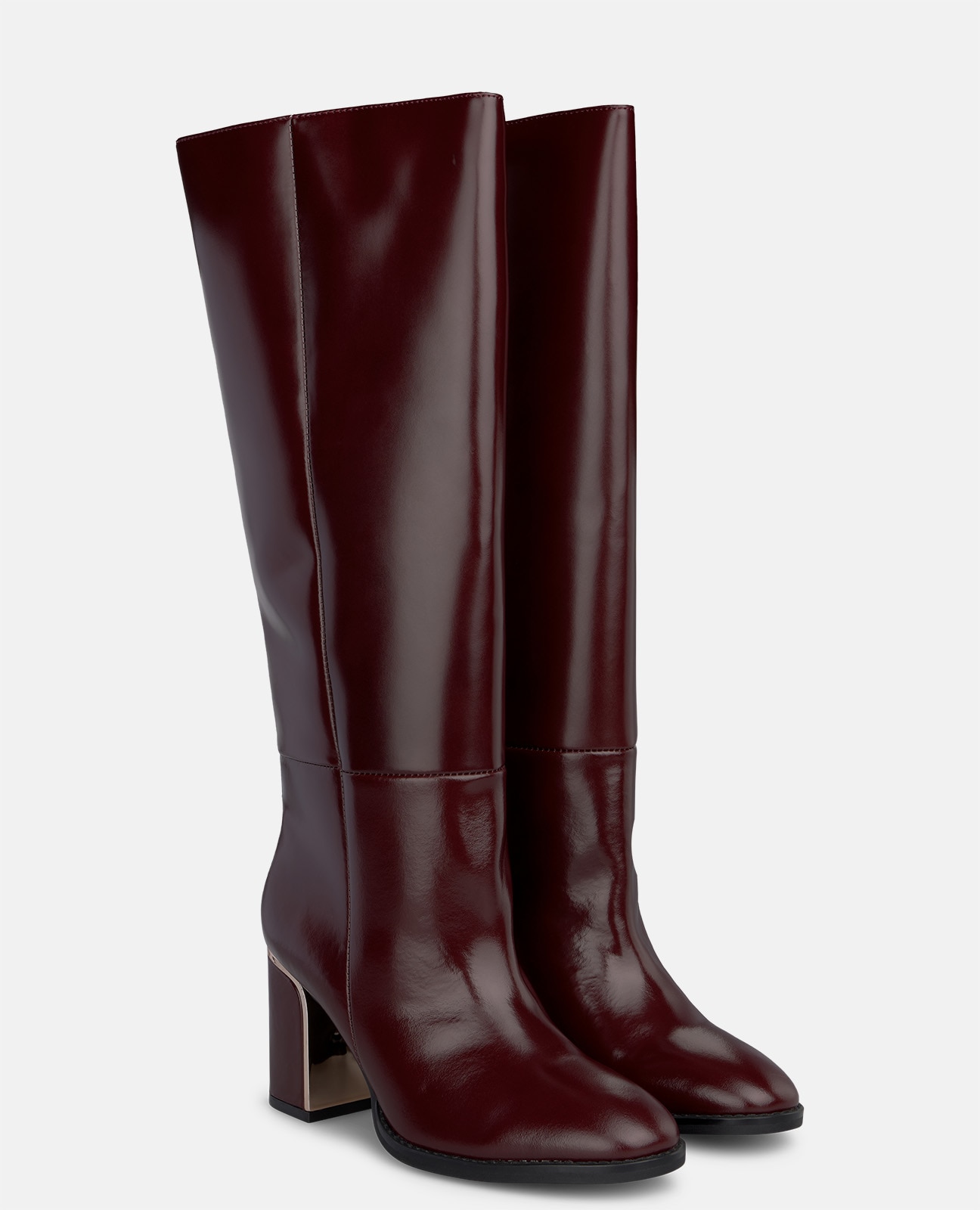Botas básicas de mujer en napa con tacón ancho - Alma en Pena - Burdeos Burdeos-2
