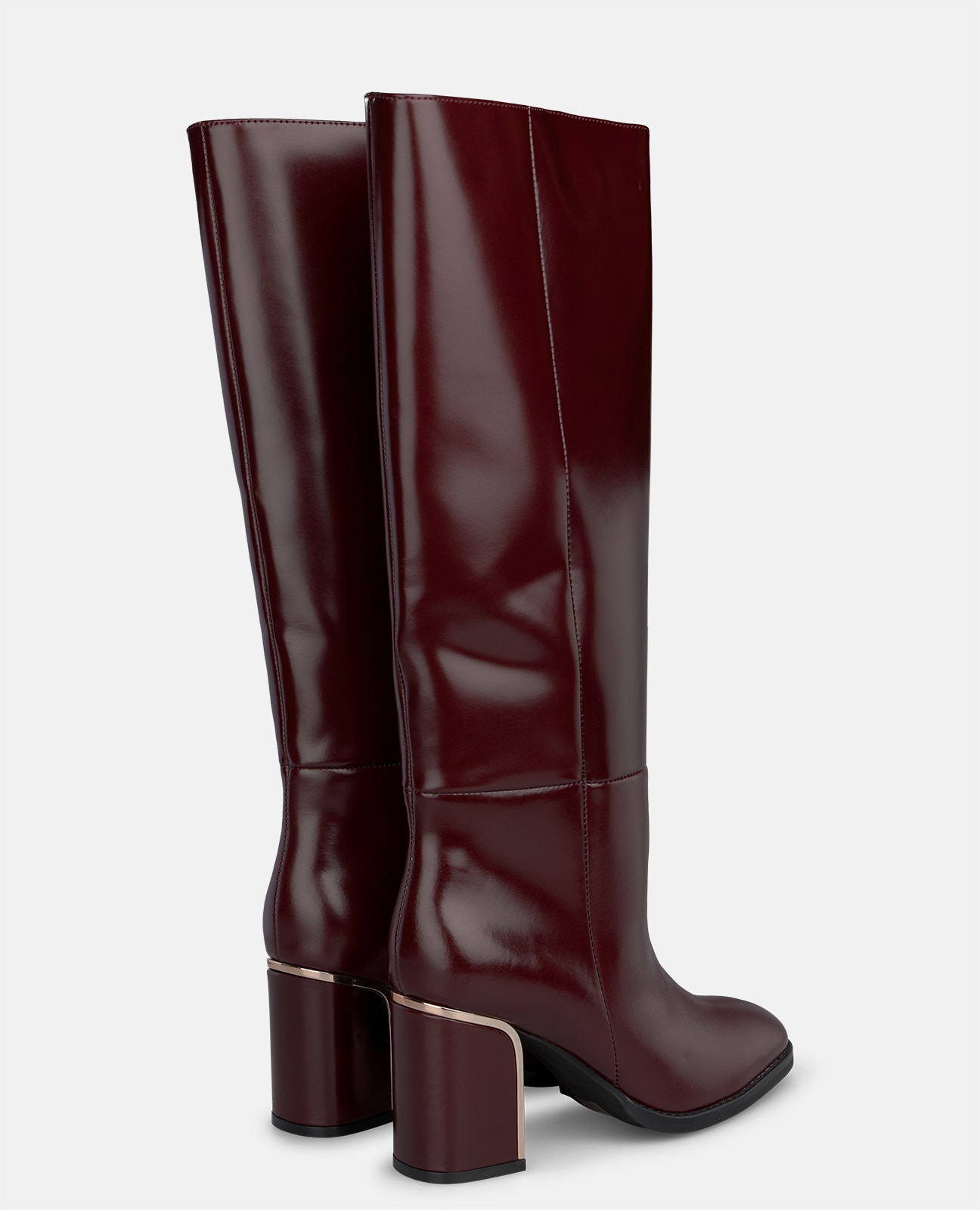 Botas básicas de mujer en napa con tacón ancho - Alma en Pena - Burdeos Burdeos-3